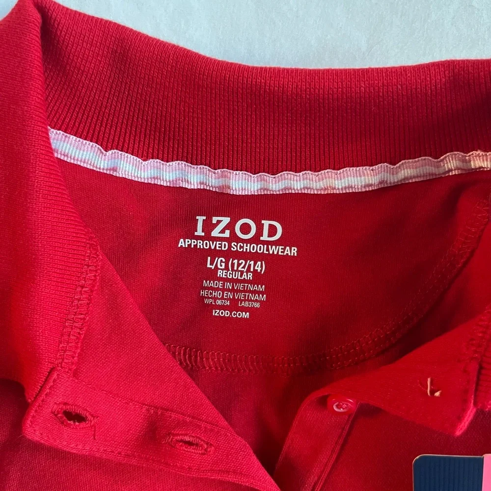 Izod Girls Uniform Scarlet Short Sleeve Polo
